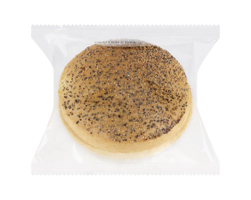 Gluten Free Poppy seed burger bun - in wrapper