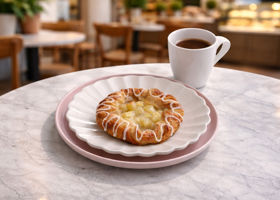 6097 Schulstad Large Apple Crown Plated at Cafe Table