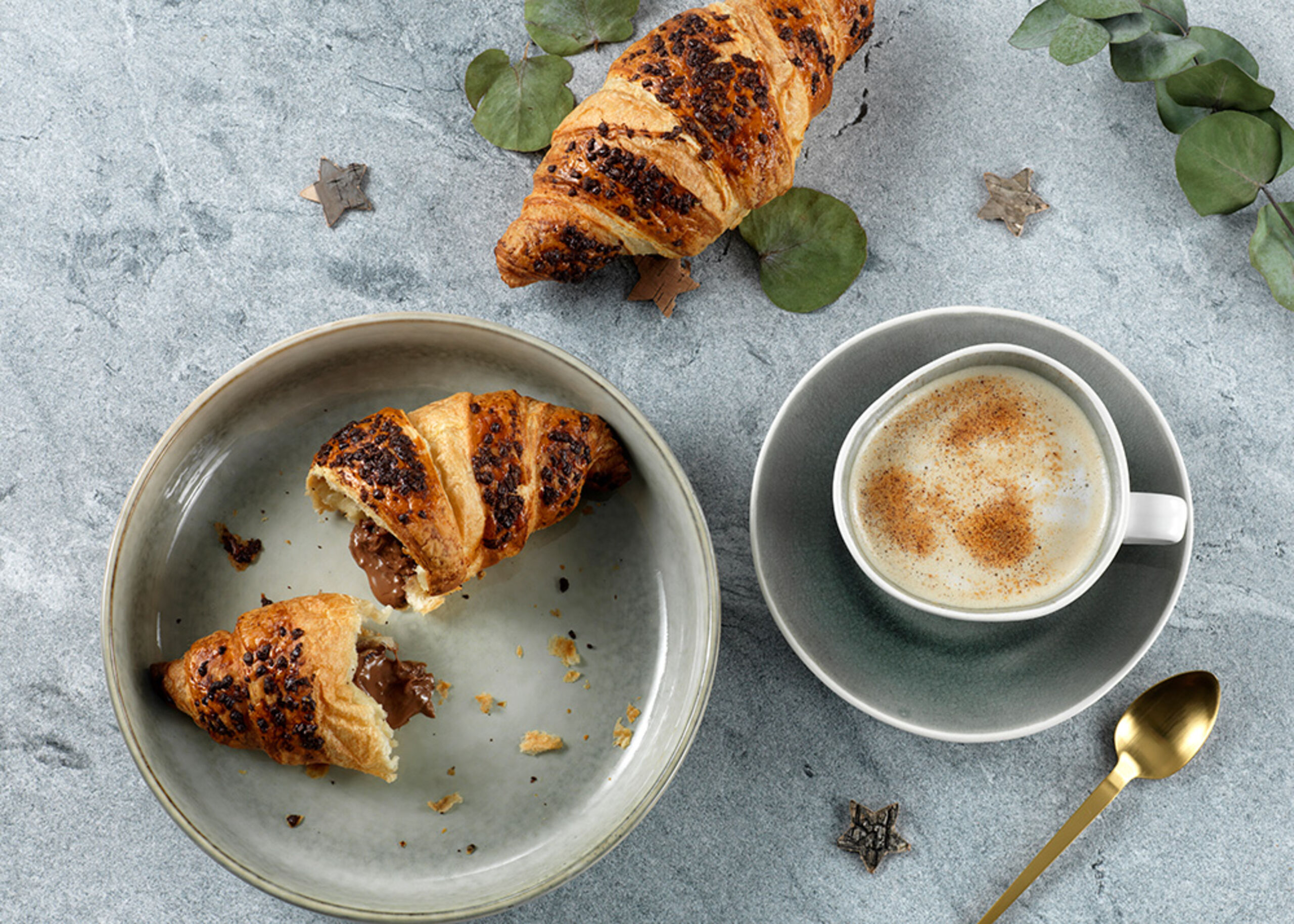 21821500 Schulstad Chocolate Hazelnut Croissants with Cappuccino