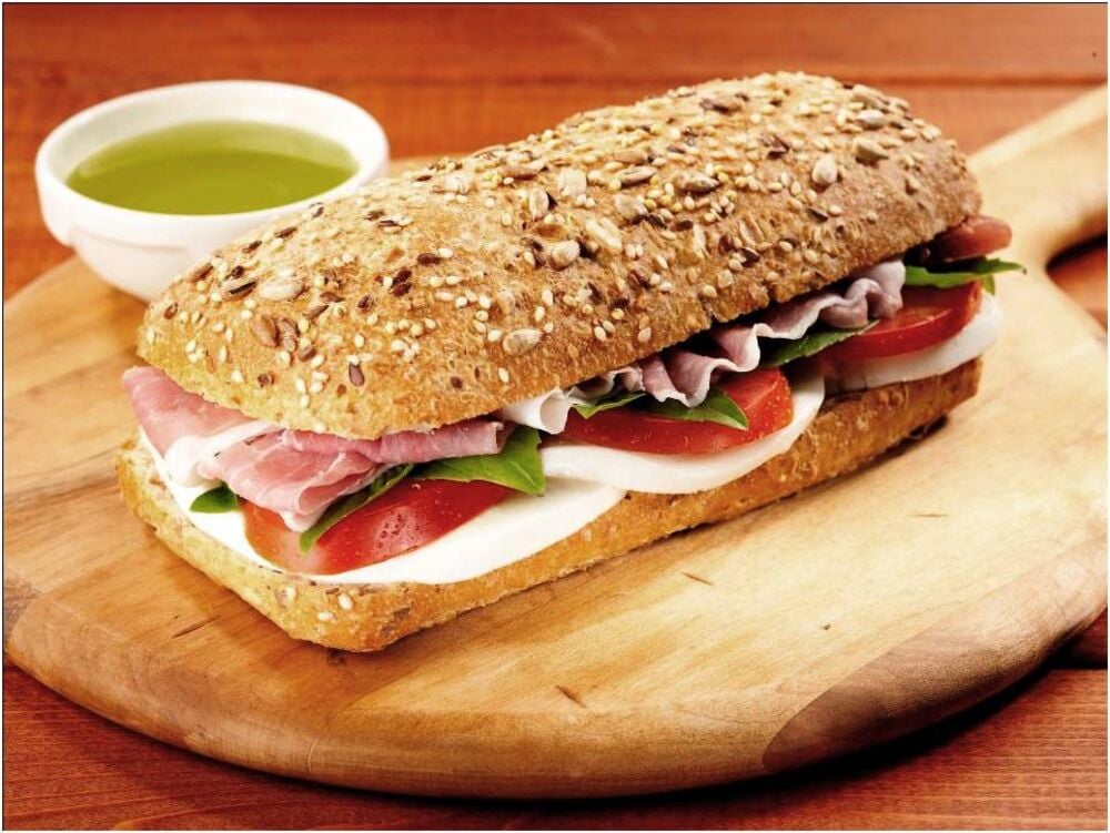 50847 Multigrain Ciabatta - caprese prosciutto